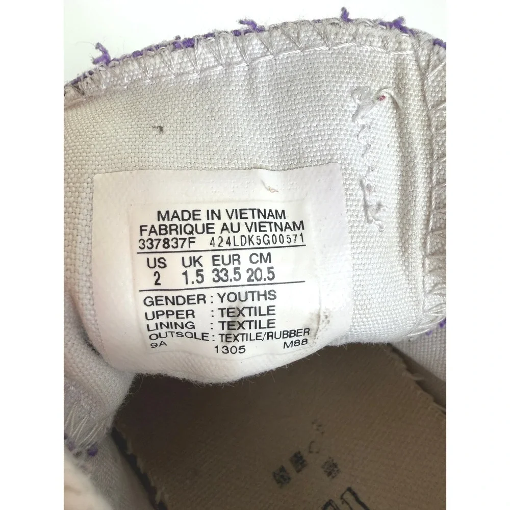 Converse All Star Lo Top Purple Casual Retro‎ Sneakers Youth Size 2